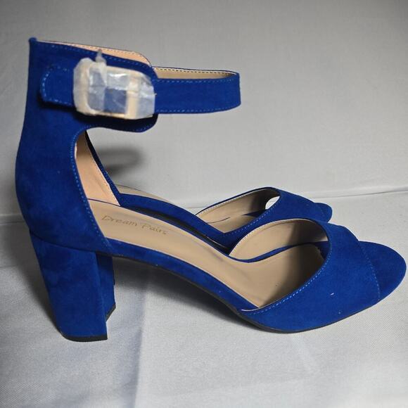 Dream Pairs Chunky Low Heel Ankle Strap Royal Blue Dress Heels Size 11 - Picture 4 of 7